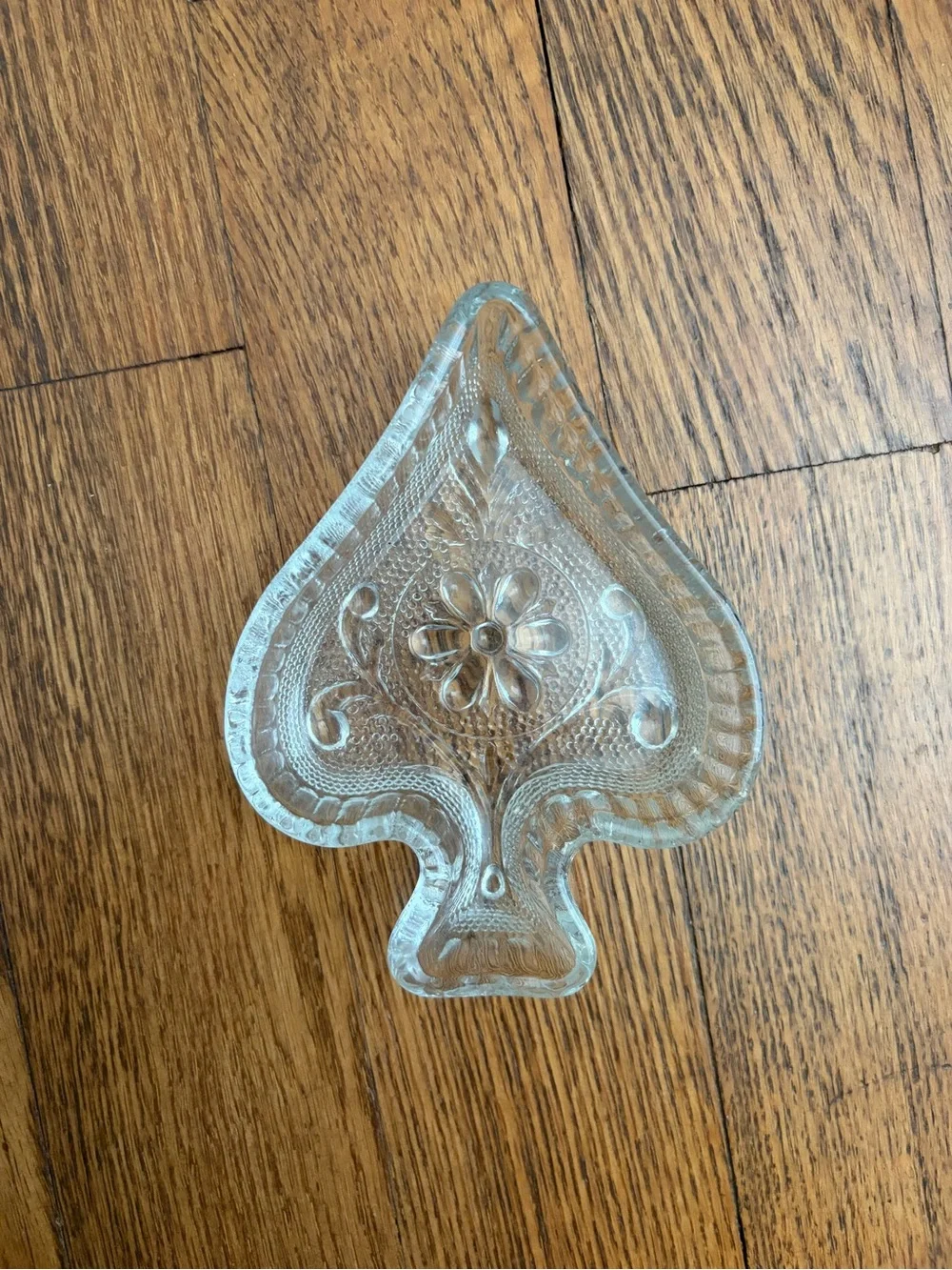 Vintage Indiana Glass Spade Mini Trinket Dish Ashtray Clear